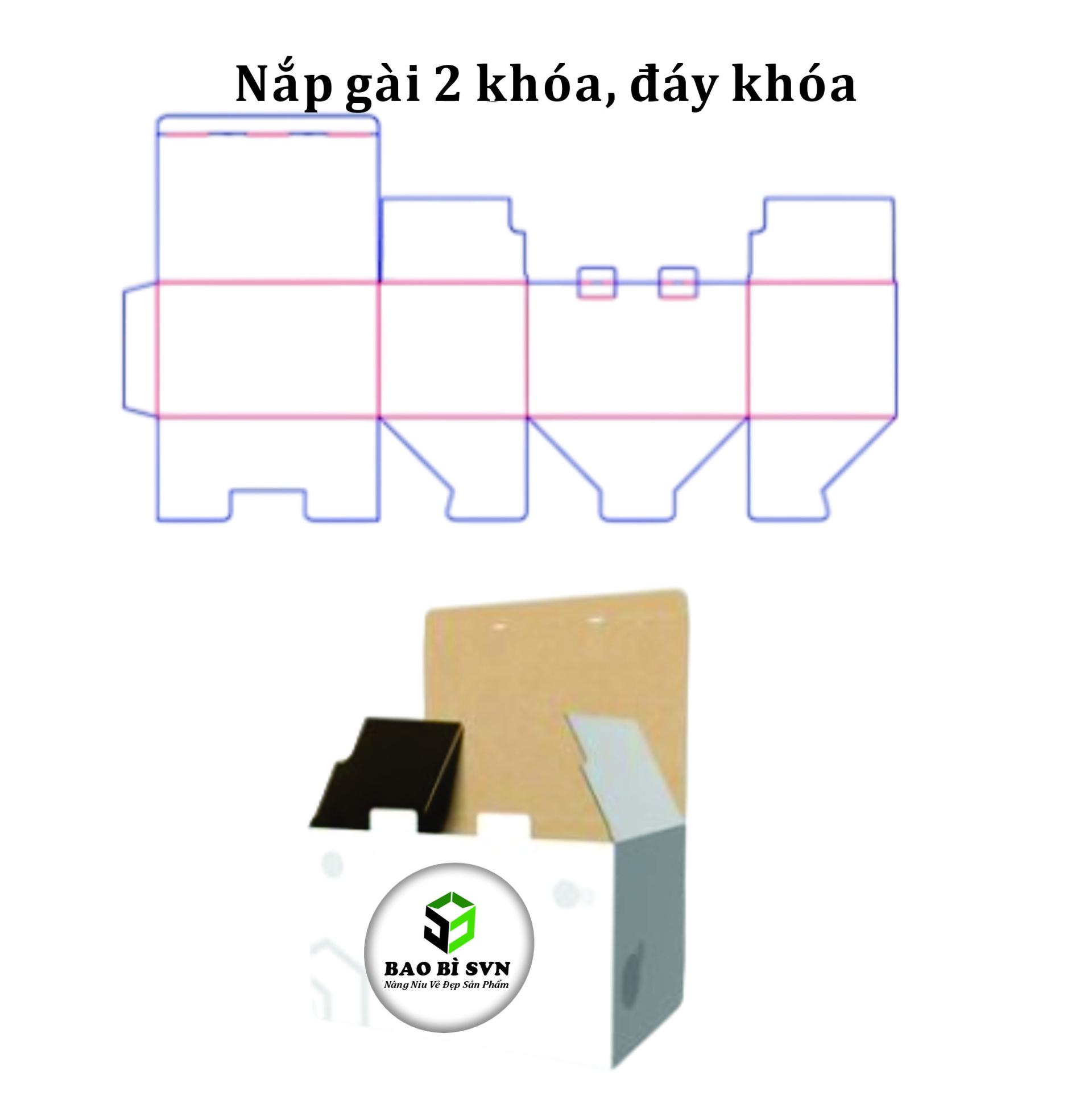 Hộp giấy nắp gài 2 khóa, đáy khóa – In theo yêu cầu | Bao Bì SVN.